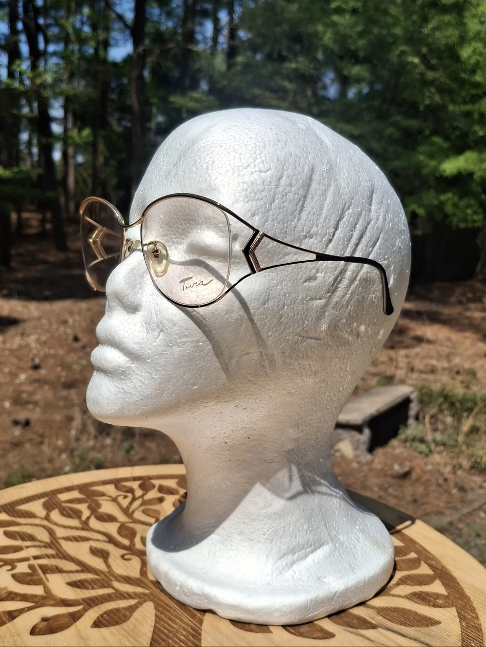 Brand New 90's Vintage Dead Stock Tura 406 Gold Tone & Taupe Eyeglasses